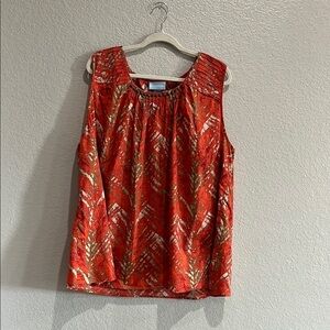 Liz & Me Women's Orange Tan Sleeveless Top Cruise Wear Vacay Plus Size 3X